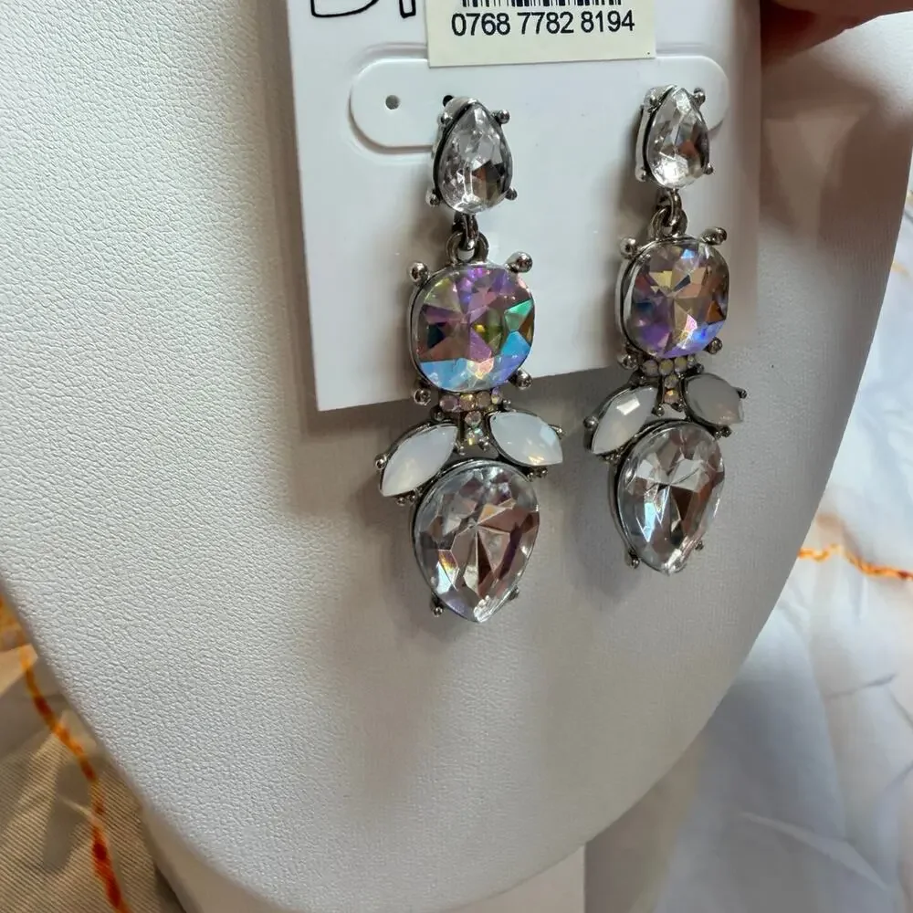 Sparkly Gem Drop Earrings Rhinestone